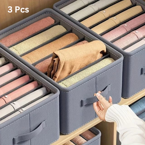 3 Pcs 7 Grids Wardrobe Storage Box