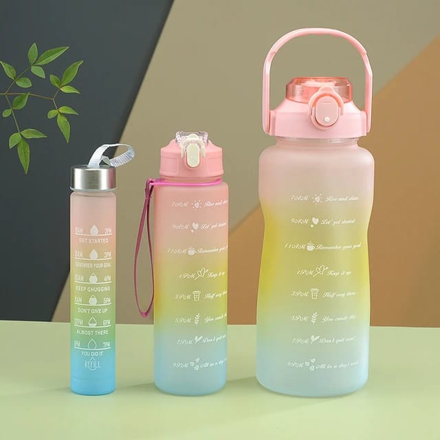 3-piece Set Reusable Sports Water Bottles With  Carrying Handles