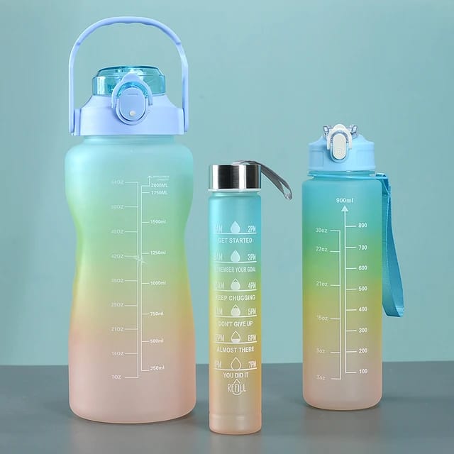 3-piece Set Reusable Sports Water Bottles With  Carrying Handles