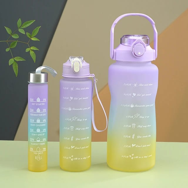 3-piece Set Reusable Sports Water Bottles With  Carrying Handles