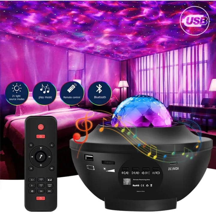 Galaxy Star Projector Night Lamp Bluetooth USB Music Player